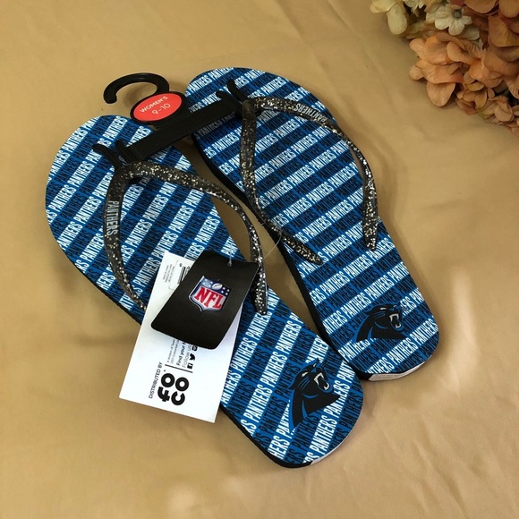 NFL Carolina panthers. Flip flop. Sandal SZ 9-10 - Picture 1 of 14